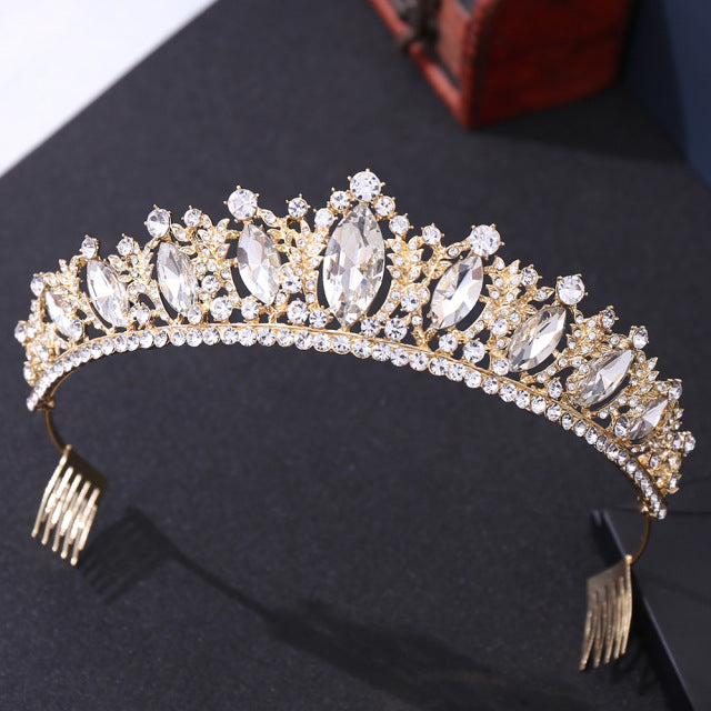 The Querida Tiara gold and crystal