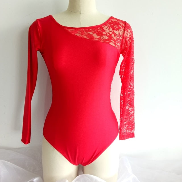 red lace leotard