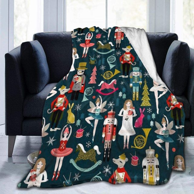 front of nutcracker fleece throw blanket