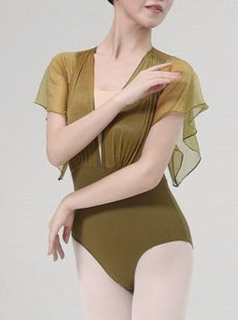 Olive green flared sleeve leotard