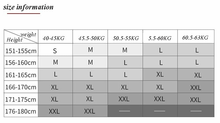 size chart for women's leotard