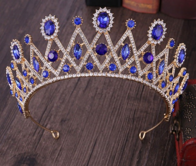 front of sapphire blue crystal and rhinestone tiara YAGP