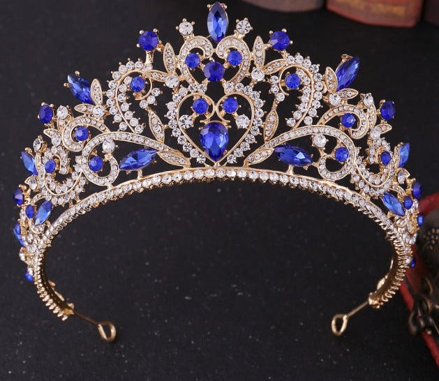 sapphire blue tiara with rhinestones and crystals. YAGP