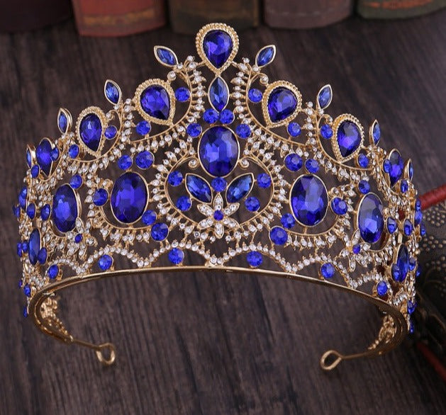 sapphire blue tiara with blue rhinestones