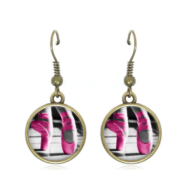 Ballet pointe shoe drop earrings