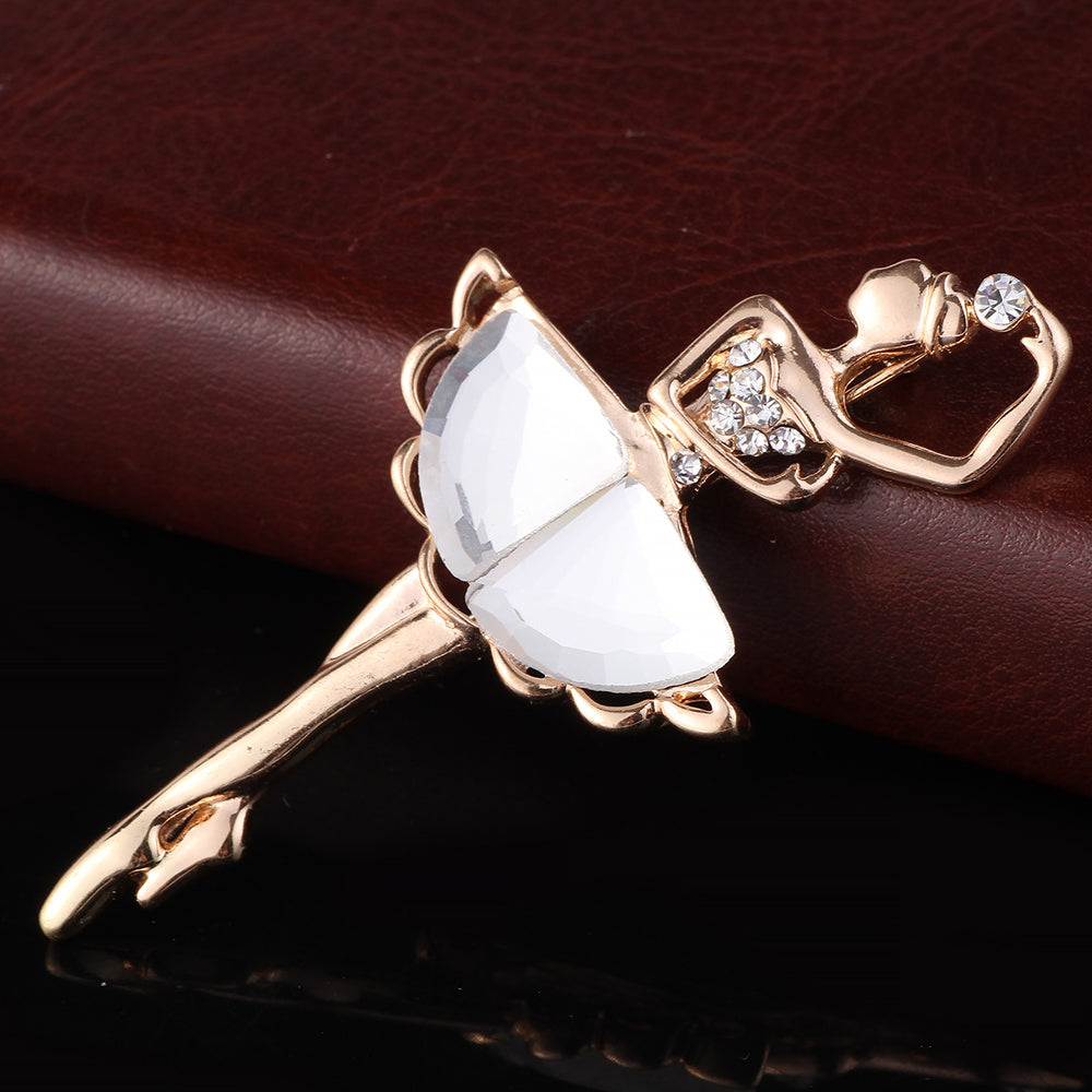 Front of crystal ballerina brooch pin hijab