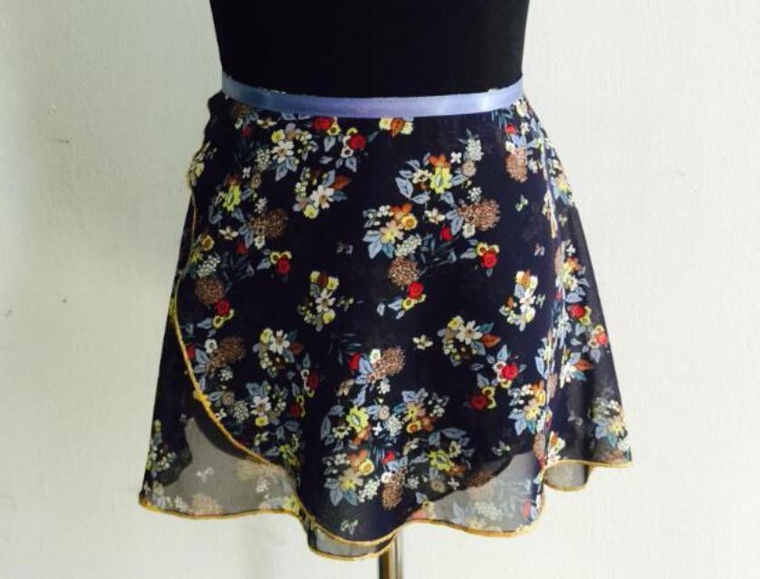 blue floral ballet skirt wrap chiffon