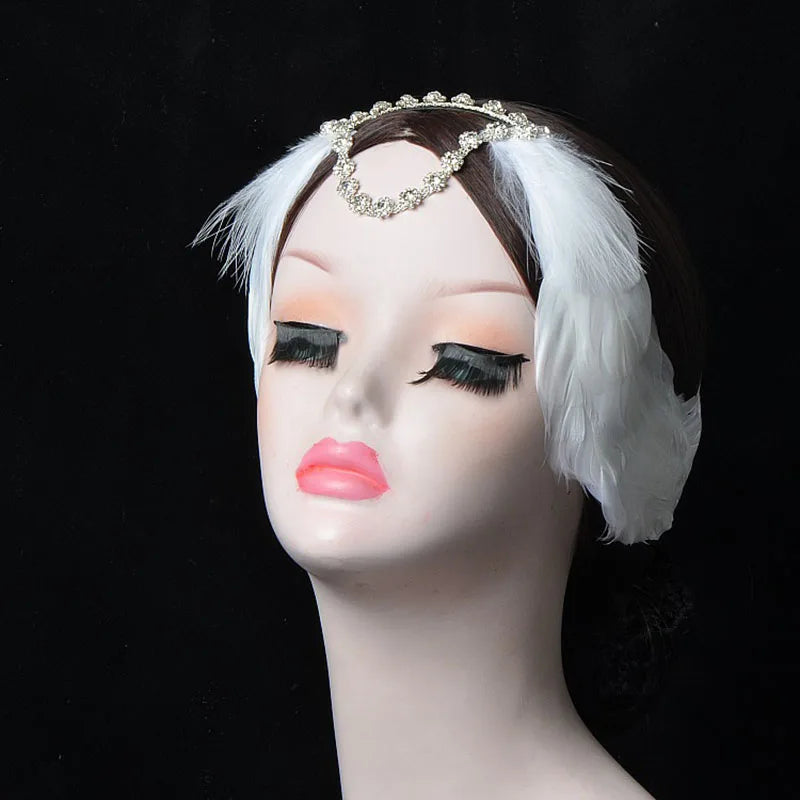 mannequin wearing a white swan ballet headpiece YAGP