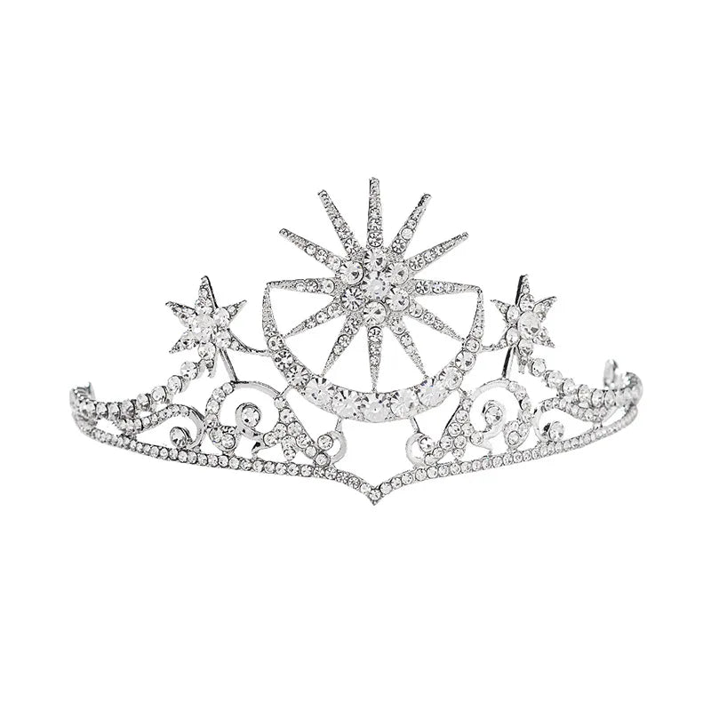 Rhinestone sun and moon bridal and ballet tiara