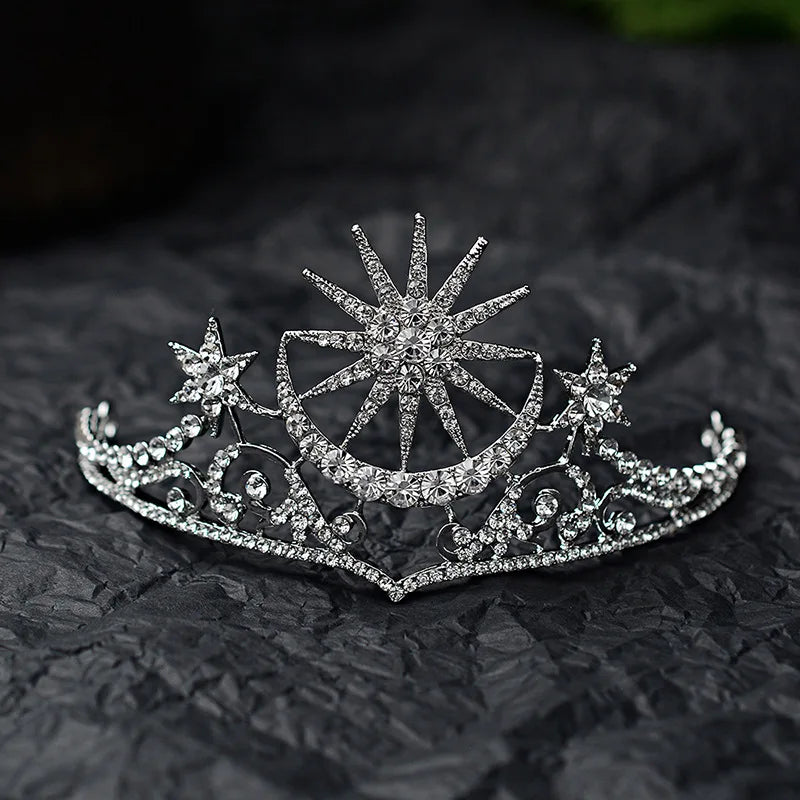 Rhinestone sun and moon bridal and ballet tiara