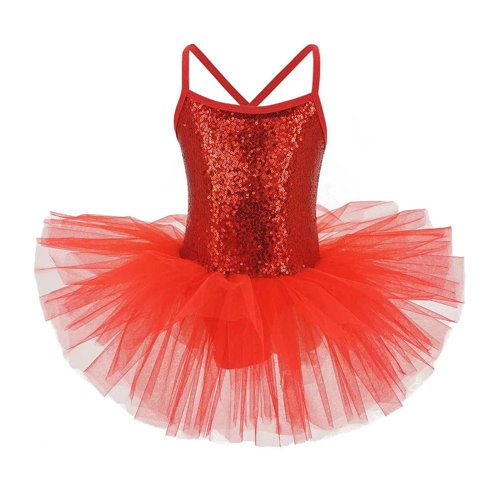 красное платье-пачка для девочек с блестками