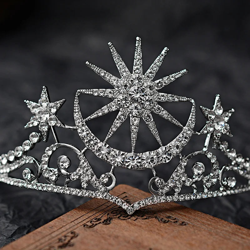 Rhinestone sun and moon bridal and ballet tiara