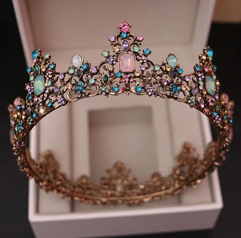 Baroque crown with multicolored crystals
