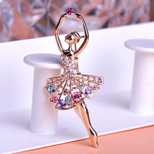 Ballerina Pin/brooch with multi-colored crystals