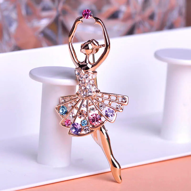 Ballerina Pin/brooch with multi-colored crystals