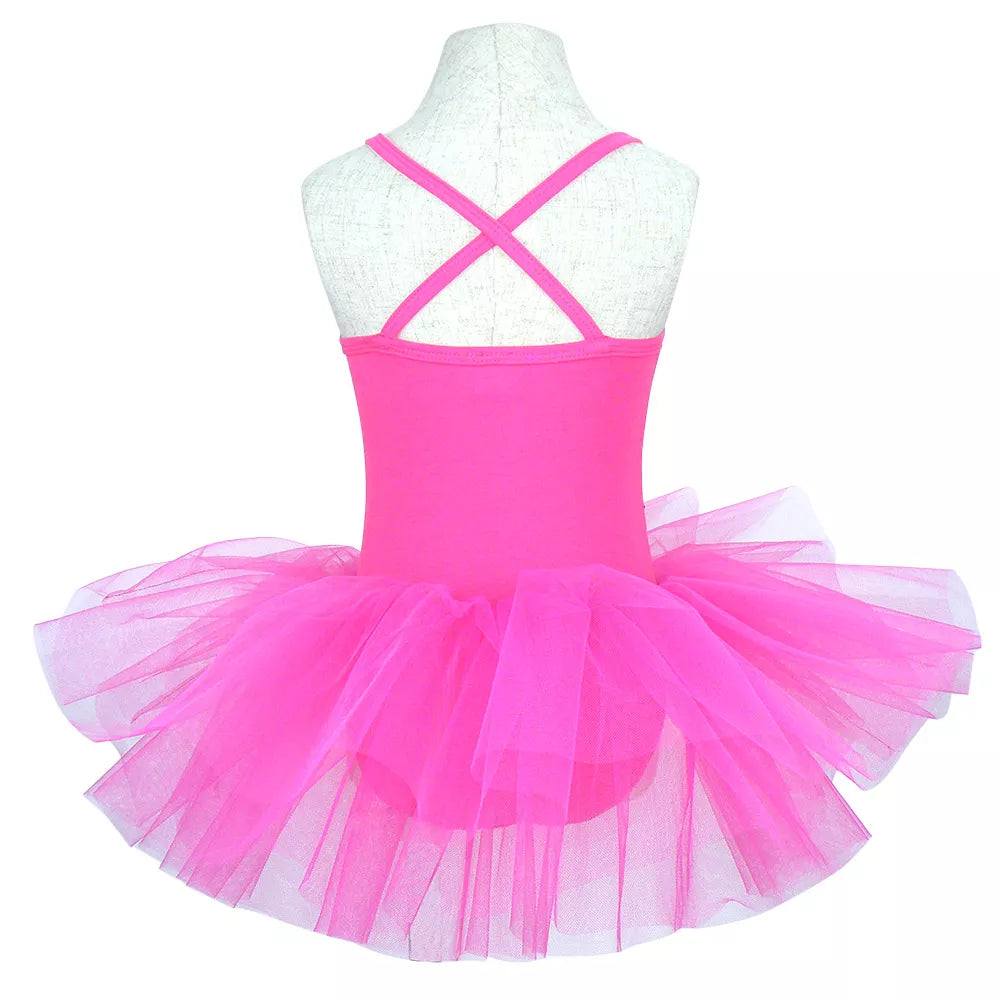Розовое платье-пачка для девочек с пайетками сзади