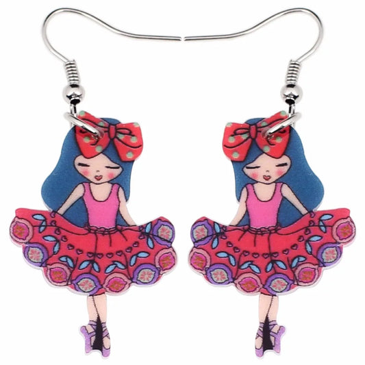 A pair of colorful ballerina earrings