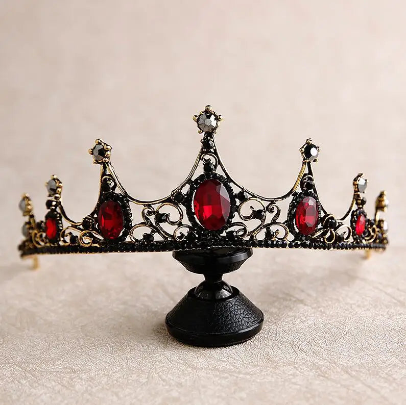 front of bridal and ballet renaissance tiara with red crystals