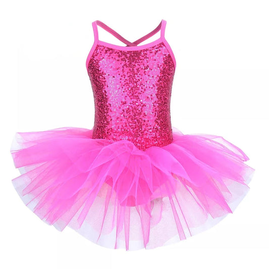 розовое платье-пачка для девочек с блестками