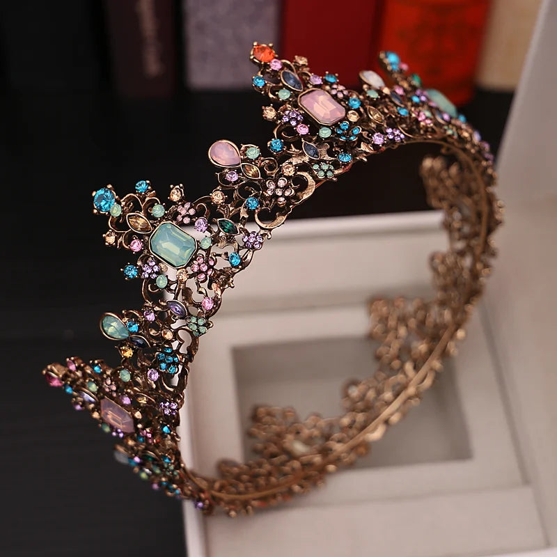 Baroque crown with multicolored crystals