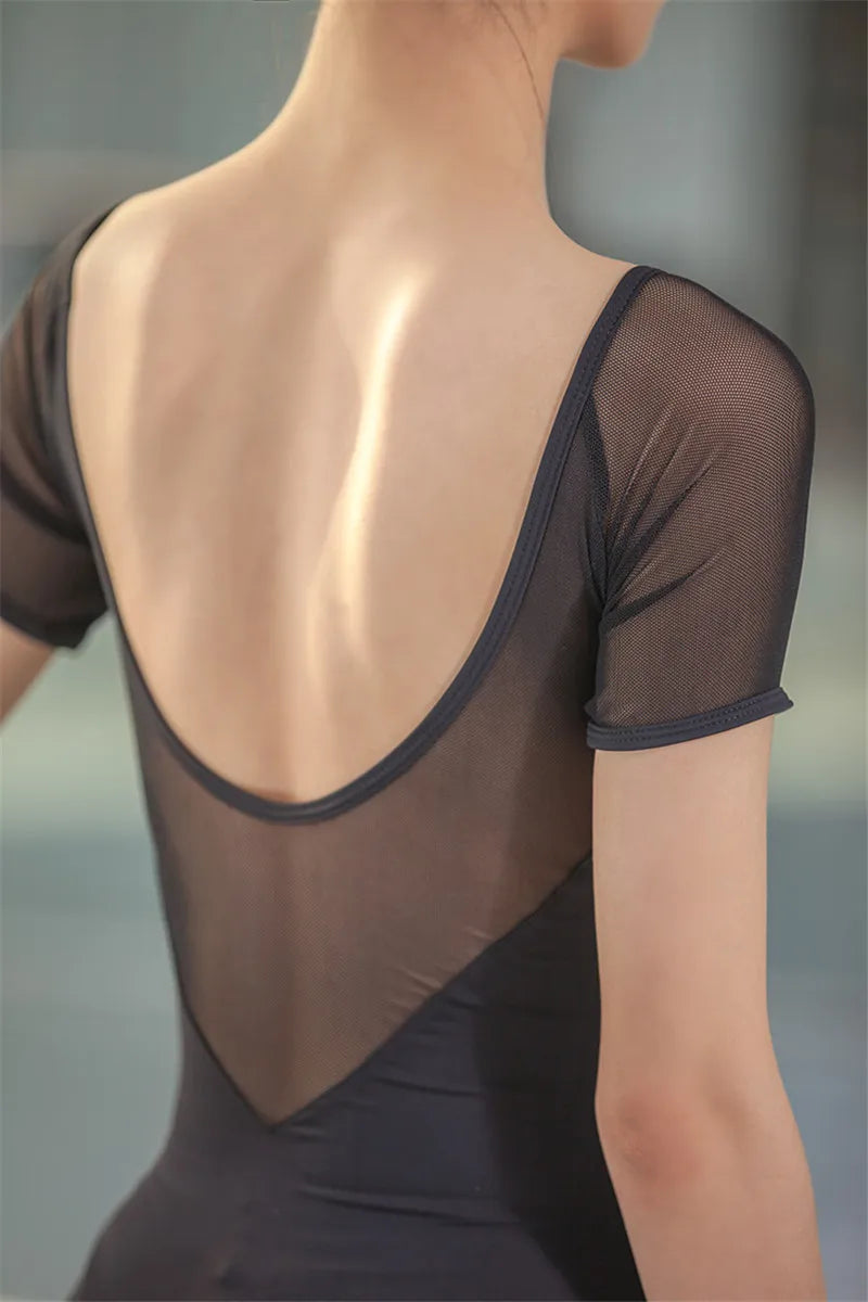 The Nadia Leotard mesh short sleeved