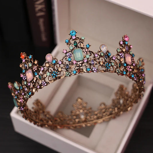 Baroque crown with multicolored crystals