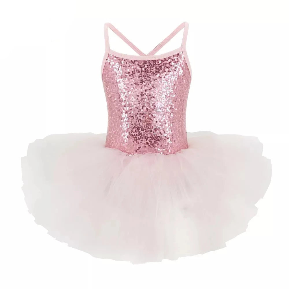 розовое платье-пачка для девочек с блестками