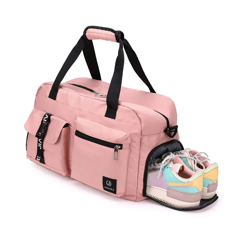 side of dance bag sport bag with a pair of shoes