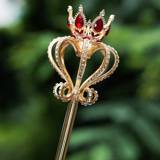 Gold crystal and faux ruby scepter wand