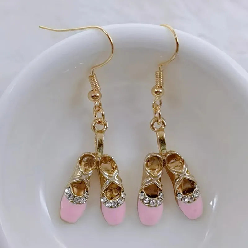 Enamel Ballerina and Pointe Shoe Earrings - Elegant Dance Jewelry - Panache Ballet Boutique