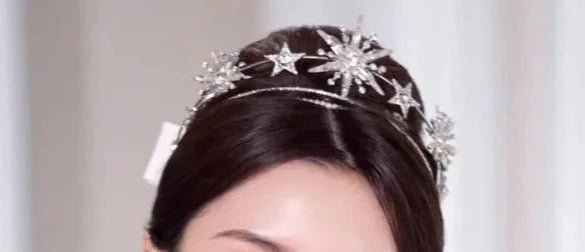 woman wearing star bridal and ballet tiara