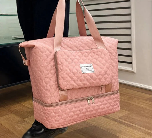 Розовая стеганая танцевально-спортивная сумка