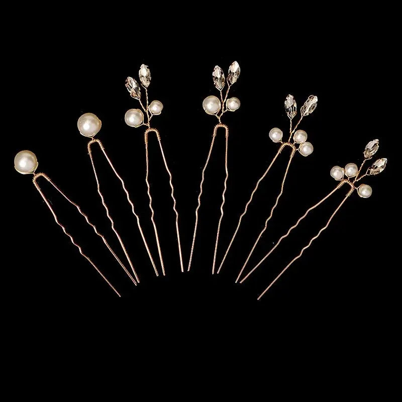 Decorative Crystal and Pearl Hairpins