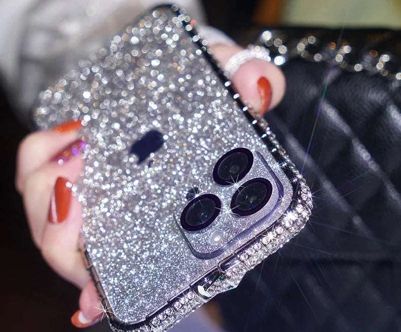 silver glitter iphone case