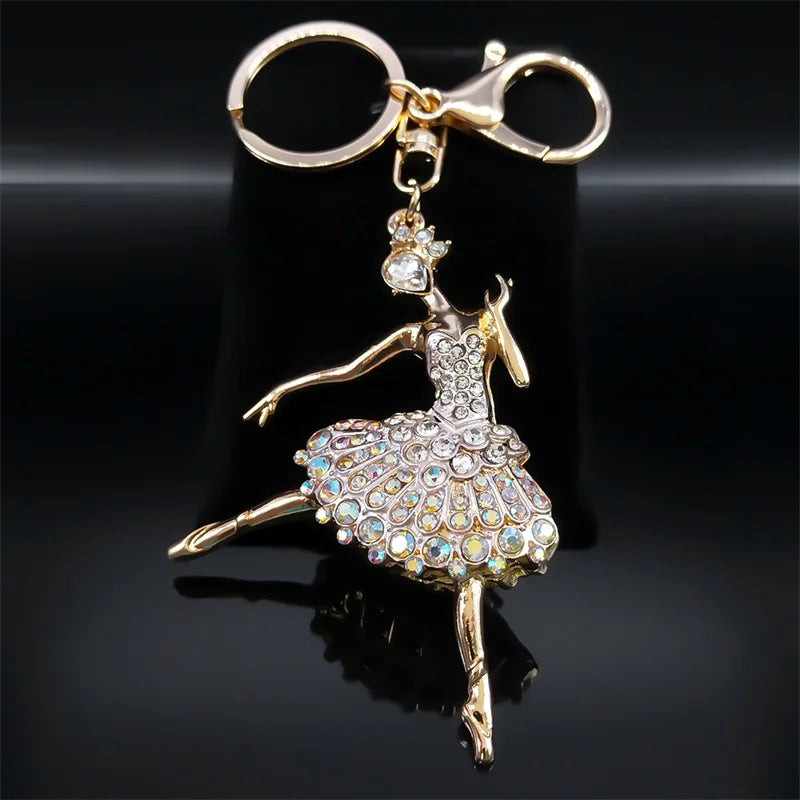 Clear Crystal ballerina keychain YAGP