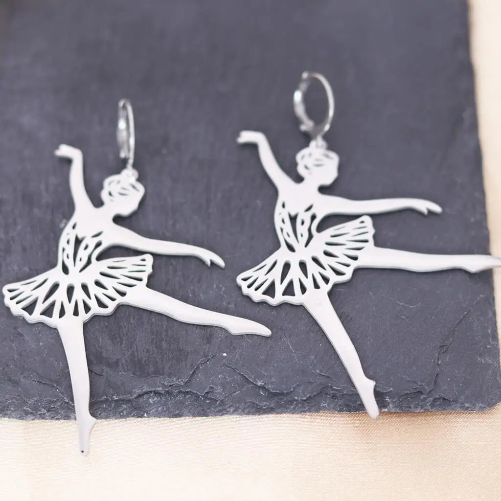 stainless steel ballerina earrings