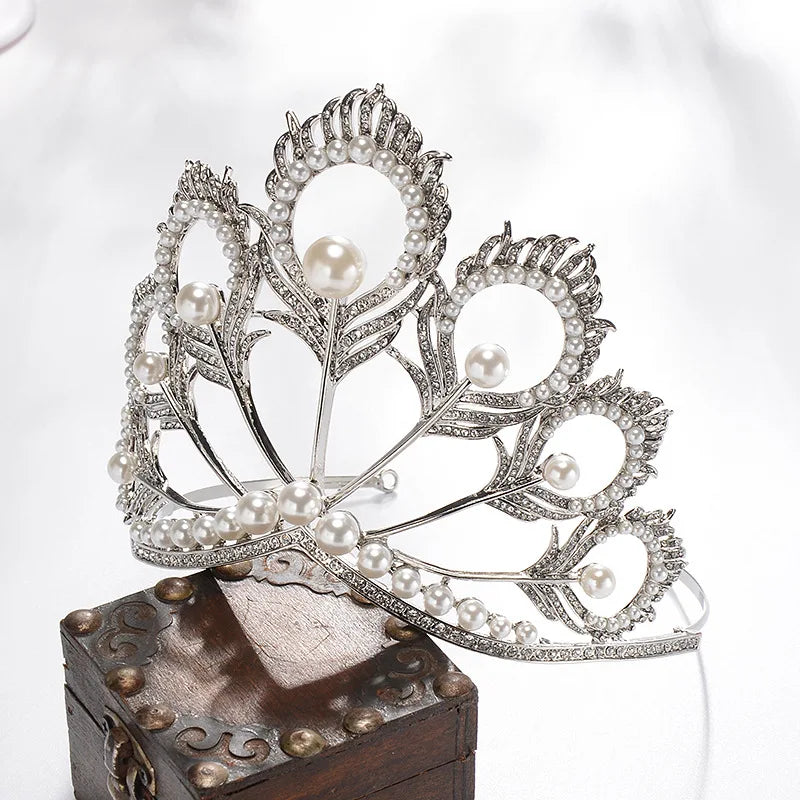 Crystal and Pearl Peacock tiara