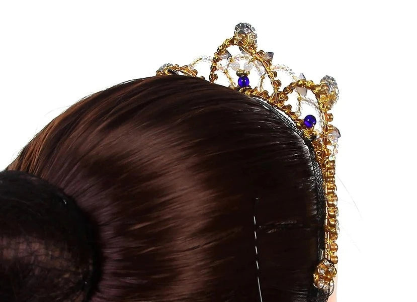 side of mannequin wearing a ballet headpiece tiara