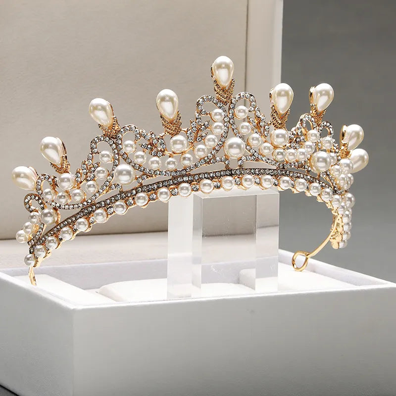 front of pearl and rhinestone tiara for bridal wedding and ballet