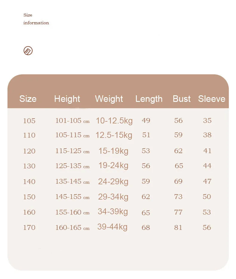 Tabla de tallas para leotardo body de terciopelo de manga corta con parte delantera pellizcada para niña