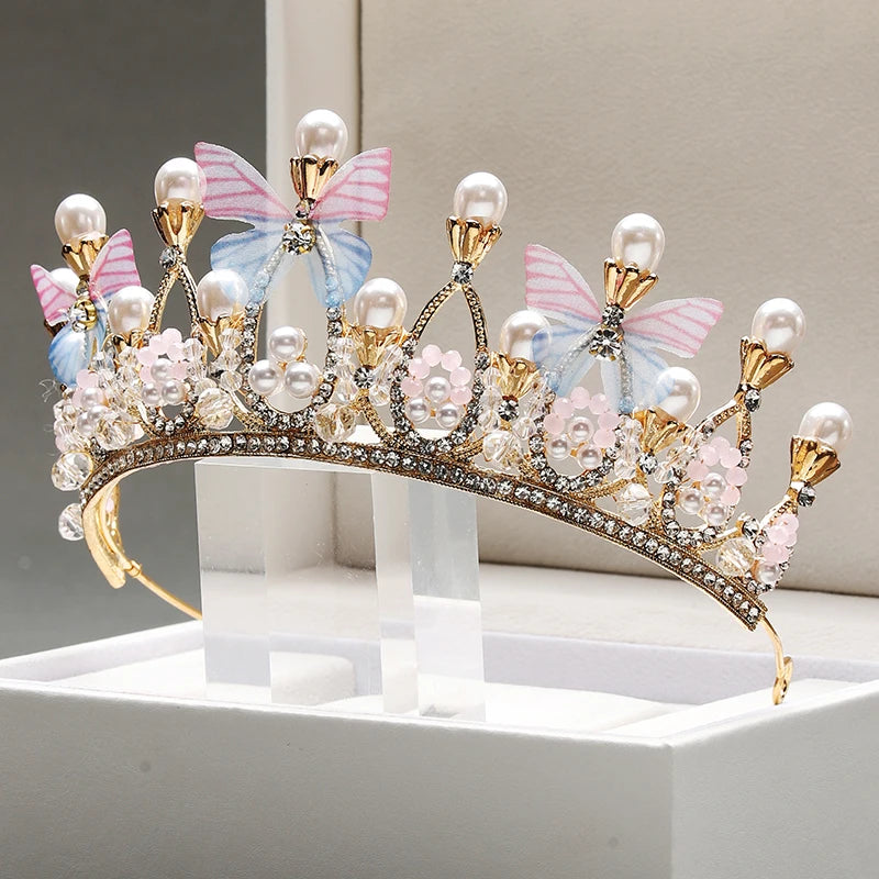 Butterfly bridal and YAGP ballet tiara with crystals and pearls