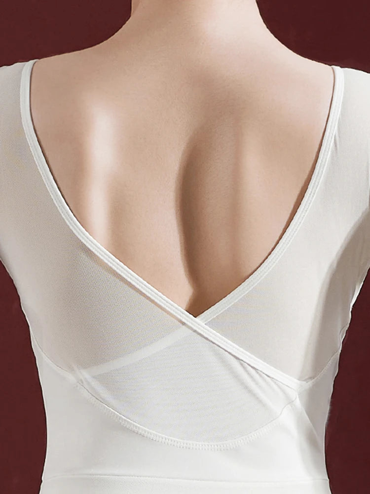 back of ivory women's ballet dress
