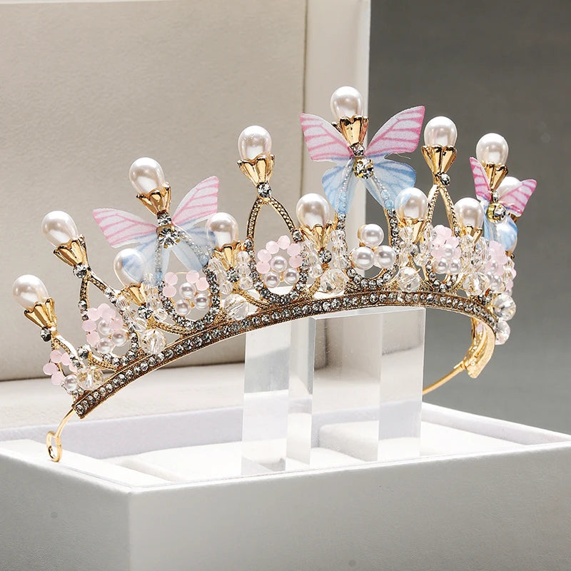 Butterfly bridal and YAGP ballet tiara with crystals and pearls