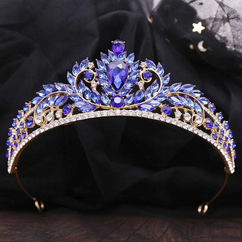 blue and gold crystal ballet and wedding tiara