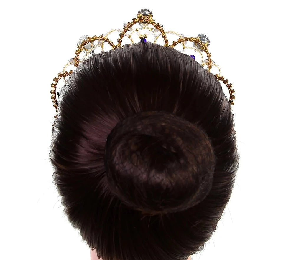 back of mannequin wearing a crystal ballet headpiece yagp tiara