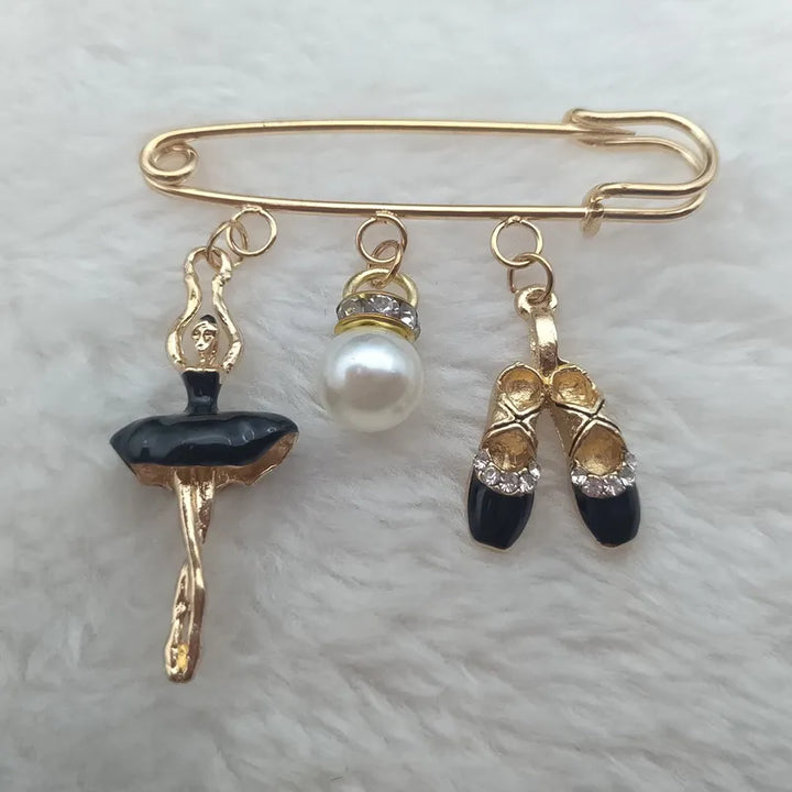 Ballerina and Pearl Safety Pin - Elegant Ballet Accessories - Panache Ballet Boutique
