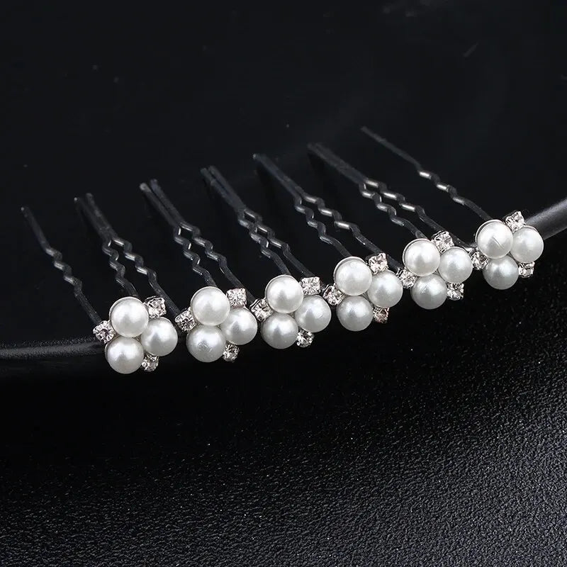 Decorative Crystal and Pearl Hairpins