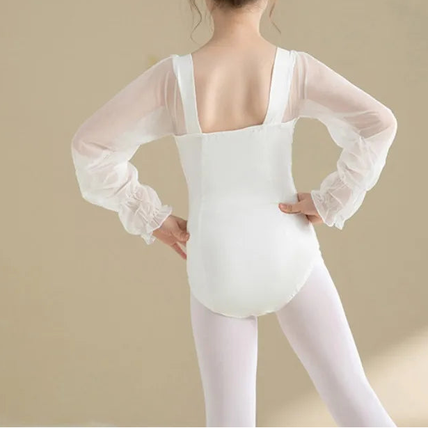 The Juliet Children's Leotard white puffed sleeves