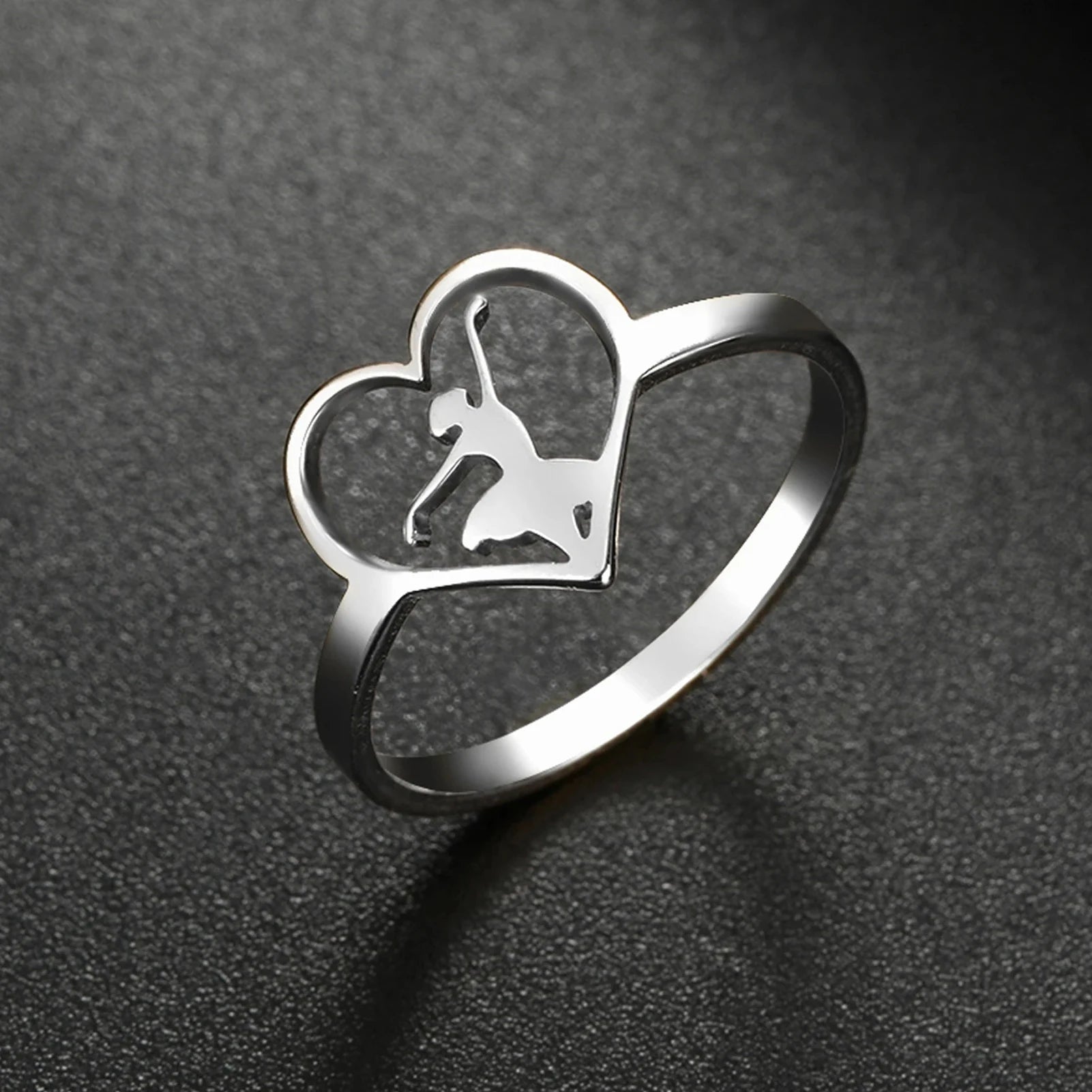Silver ballerina heart ring