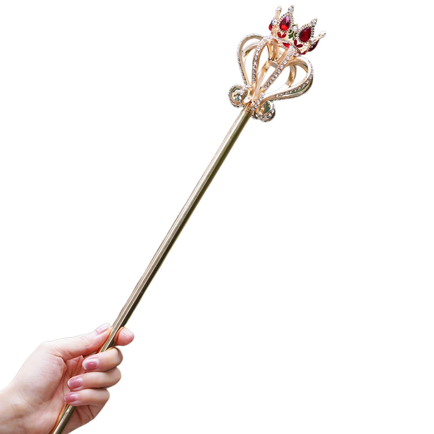Gold crystal and faux ruby scepter wand